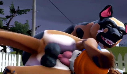 Sneaky dog ​​rapes redhead girl Gwen Tennyson in her mouth