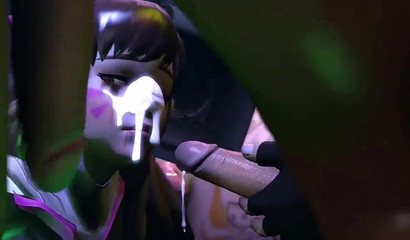 Brunette D.Va is gang raped by aliens