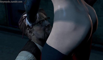 Harley Quinn rapes a cat woman in the ass on the hood of a car