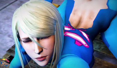 Blonde Metroid Samus Aran Testing Sex Machine