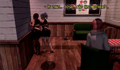 Brother and sister fuck with futa mom in the back room of a cafe