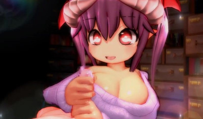 Cute girl jerking off cock in Japanese hentai POV