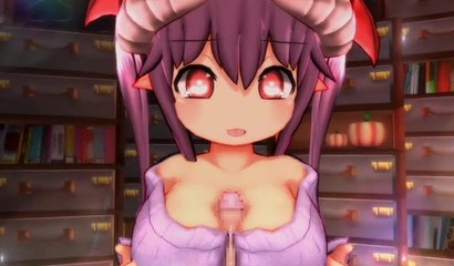 Cute girl jerking off cock in Japanese hentai POV