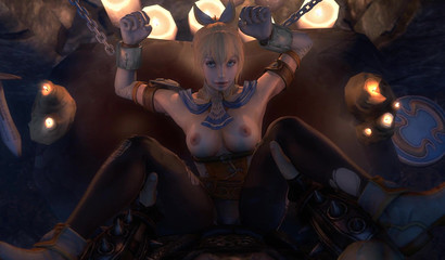 Animated BDSM rape of a chained blonde POV