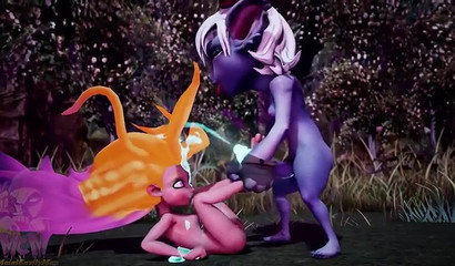 League of Legends Zoey gives a footjob to Tristana