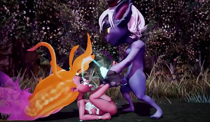 League of Legends Zoey gives a footjob to Tristana