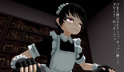 Obedient maid rides master's cock in Japanese hentai