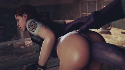 408px x 229px - Jill Valentine's pussy ripped by big monster cock in Resident Evil porn