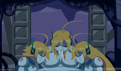 Anime cyborg girls brought robot to orgasm