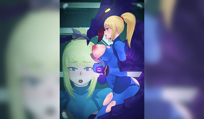 Monster grabbed and raped blonde Samus Aran from Metroid