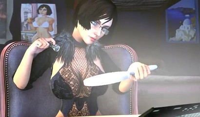 Elizabeth Comstock planted on a shemale's cock in 3d porn BioShock