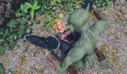 Dastardly rape of blonde warrior by green goblins