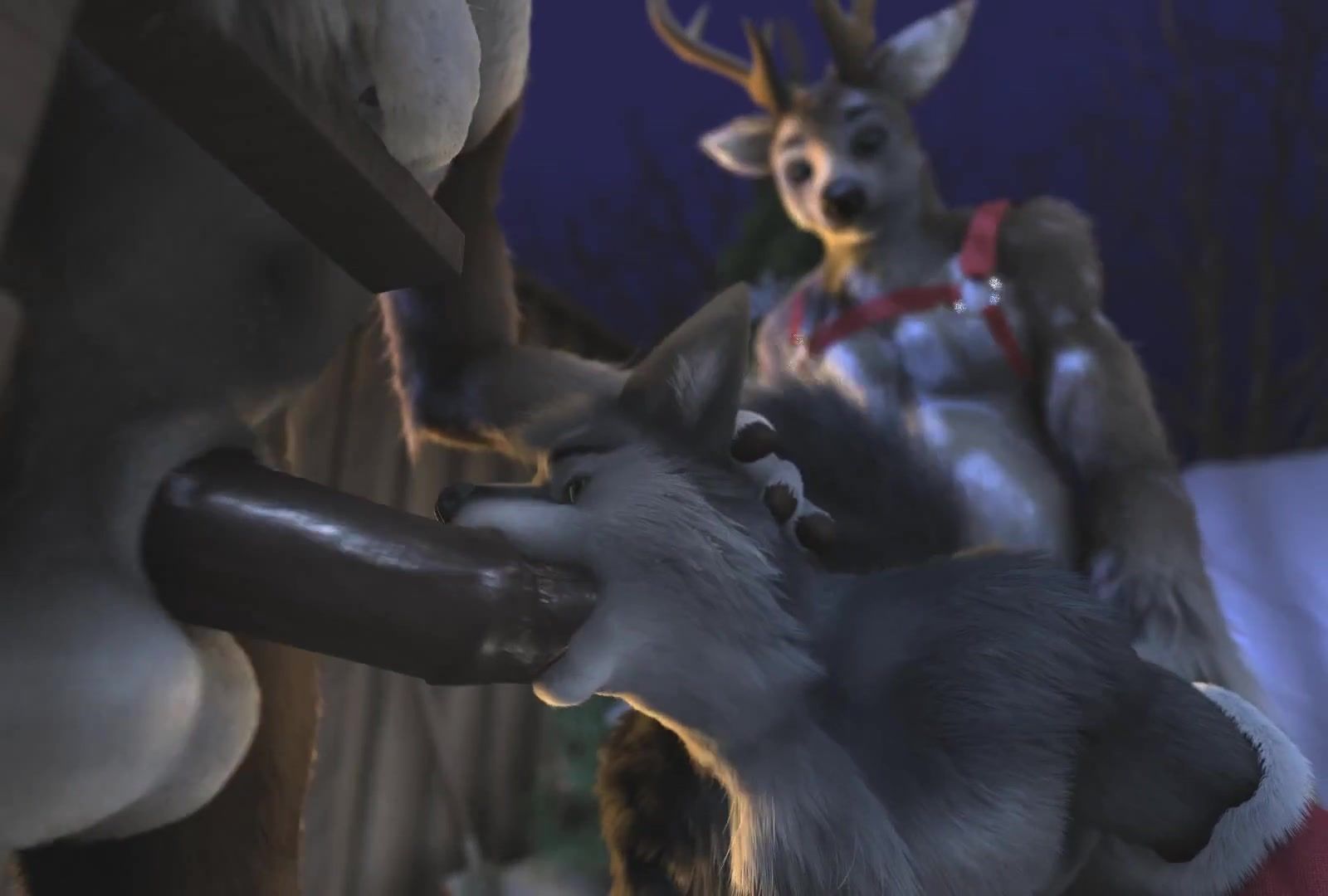 Новогодний порно мультфильм с оленями и волком