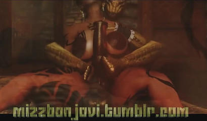 Skyrim Argonian Sucks Big Cock and Fucks Shemale