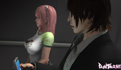 Hard fuck in the elevator with 18 year old anime student in stockings