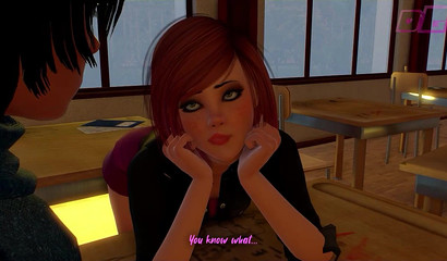 Two shemale students have anal sex in college porn cartoon