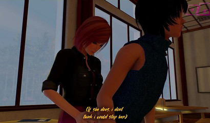 Two shemale students have anal sex in college porn cartoon