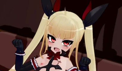 Anime blonde with pigtails gets butt fucked by sex machine