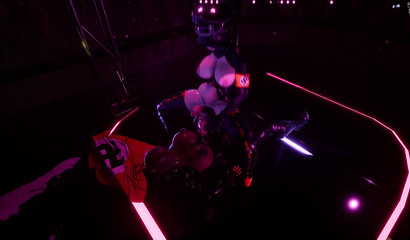 Busty stripper planted on a dick in a nightclub porn cartoon