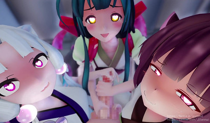 Three Sisters Jerk Your Cock Japanese Hentai Porn