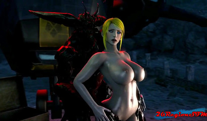 Huge demon forcing anal sex with cartoon blonde Samus Aran