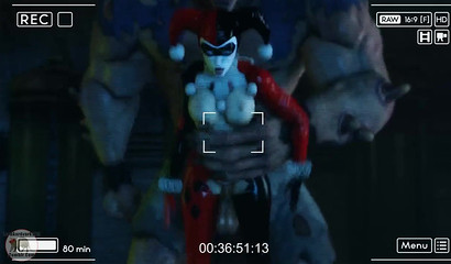 A huge monster planted on a dick and fucked a hooligan Harley Quinn