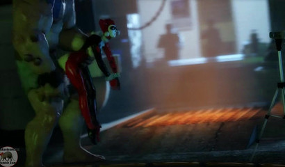 A huge monster planted on a dick and fucked a hooligan Harley Quinn