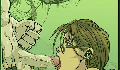 Deep blowjob in the jungle from Lara Croft, cartoon porn