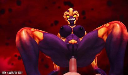 Animated demon girl dominates and rides your cock