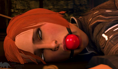 Bound Leliana from Dragon Age publicly fucked in animated BDSM