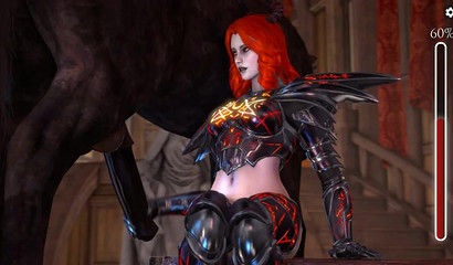 Anal sex of a redhead girl with a horse in 3d porn