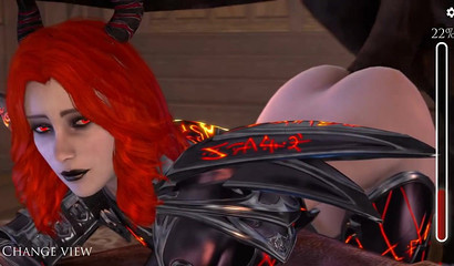 Anal sex of a redhead girl with a horse in 3d porn