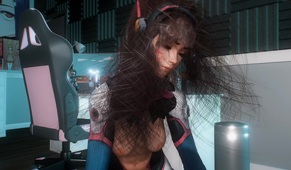 Exciting striptease with beauty D.Va from Overwatch