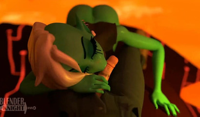 Green beast Lord Dominator gives a great blowjob