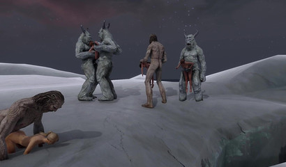 Giant monsters from Skyrim rape and tear pussy defenseless girls