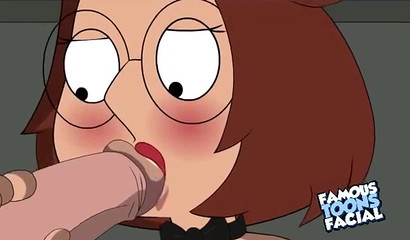 Brunette Meg Griffin gets gagged with cock at Halloween party