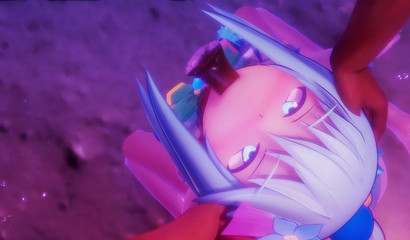 Anime blue beauty having sex on the beach