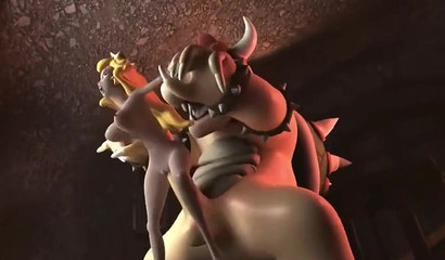 Mario rushes to the rescue while the dragon rapes the princess