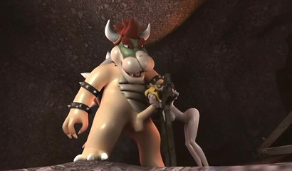 Mario rushes to the rescue while the dragon rapes the princess