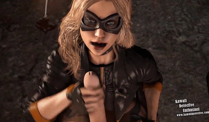 Blonde Black Canary sucks your cock in 3d POV porn
