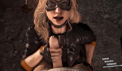 Blonde Black Canary sucks your cock in 3d POV porn