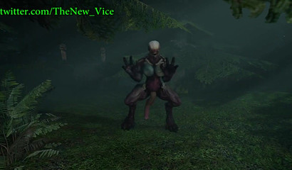 Blonde Samus Aran gives herself to a scary monster in the forest