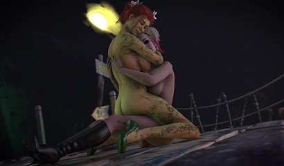 Poison Ivy and Harley Quinn in hot animation sex
