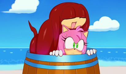 Sneaky Knuckles unexpectedly fucked Amy Rose in a tight barrel