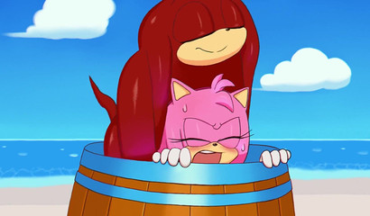 Sneaky Knuckles unexpectedly fucked Amy Rose in a tight barrel