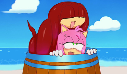 Sneaky Knuckles unexpectedly fucked Amy Rose in a tight barrel