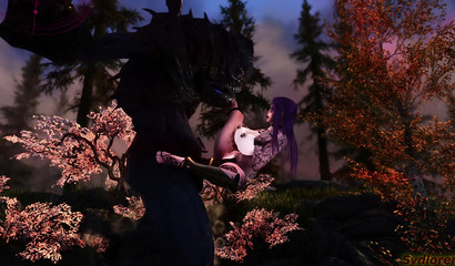 3d monster and witch, hot copulation in nature