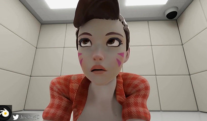 Monster tentacles penetrate chained girl D.Va's pussy