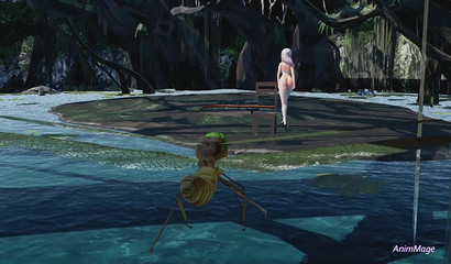 A sneaky dragonfly sticks a penis into a defenseless anime girl on a fishing trip