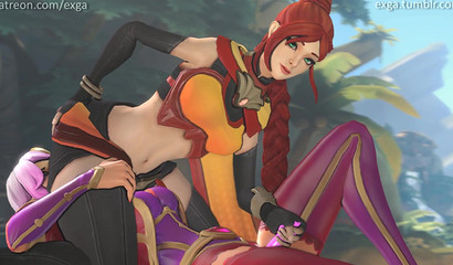 Redhead bitch sat with her pussy on the face of her lesbian girlfriend